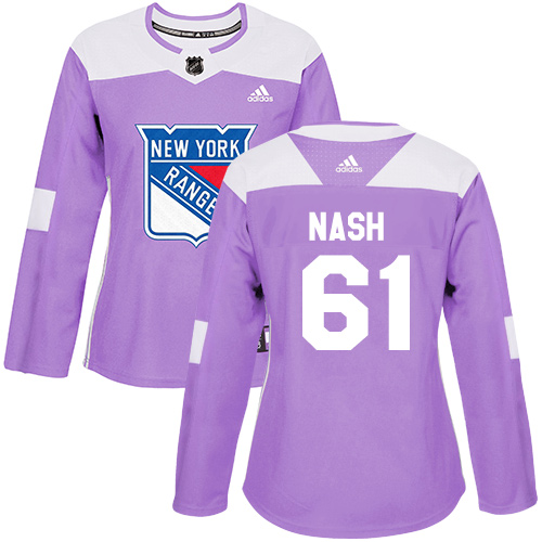 Adidas Rangers #61 Rick Nash Purple Authentic Fights Cancer Women's Stitched NHL Jersey
